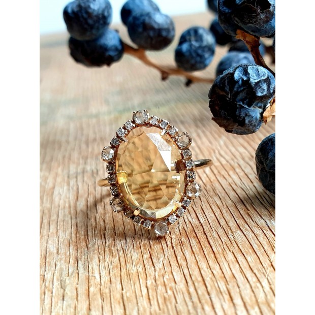 5 Octobre aukso žiedas su deimantais ir citrinu TORIN